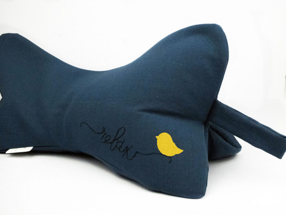 Blue: Natural Filled Neck Pillow Embroidered Relax - Image 2