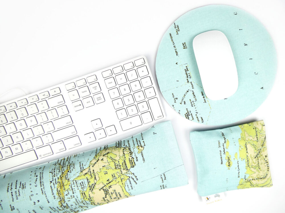 Natural Filled Ergonomic Wrist Rests for Keyboard & Mouse World Map
