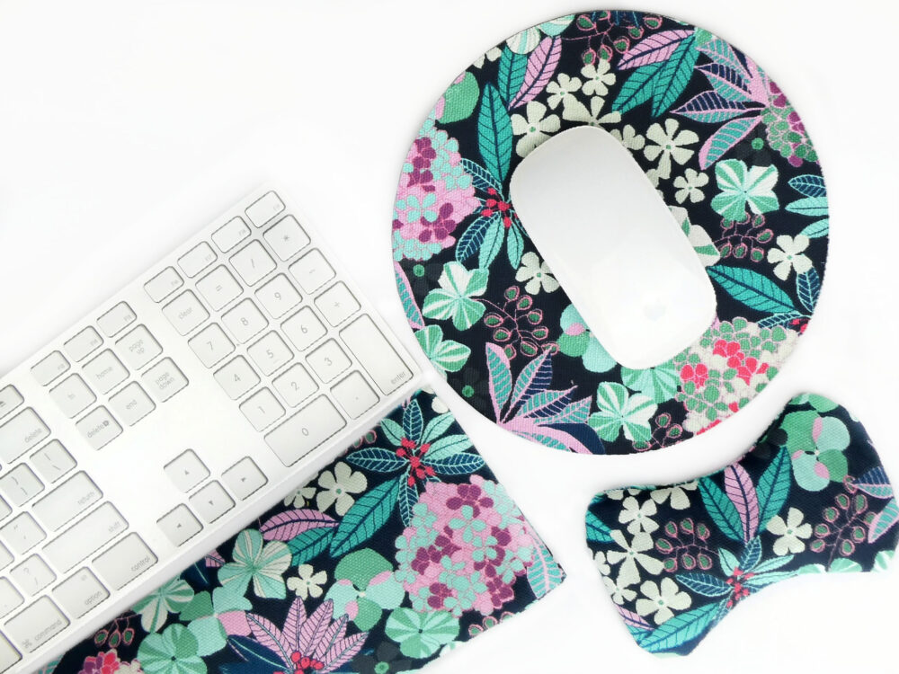 Yellow Robin Ergonomic Wrist Rests and Supports Tropical Floral