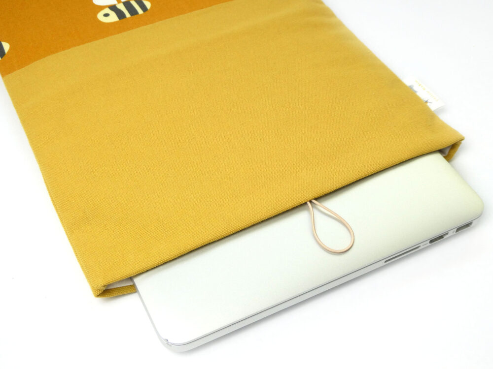 Yellow Robin Laptop Sleeve Plus a Tech Organiser Pouch Australian Handmade Honey Bees