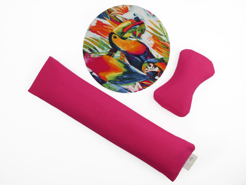 Yellow Robin Ergonomic Wrist Rests Pink Parrots