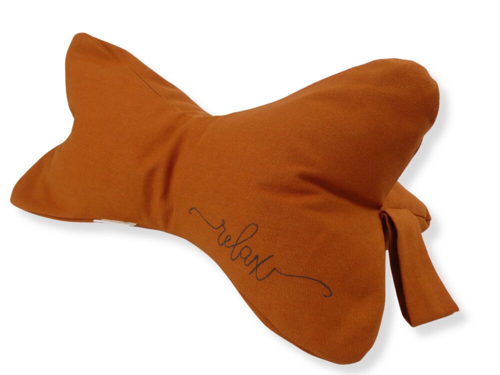 Rust: Natural Filled Neck Support Pillow Embroidered Relax