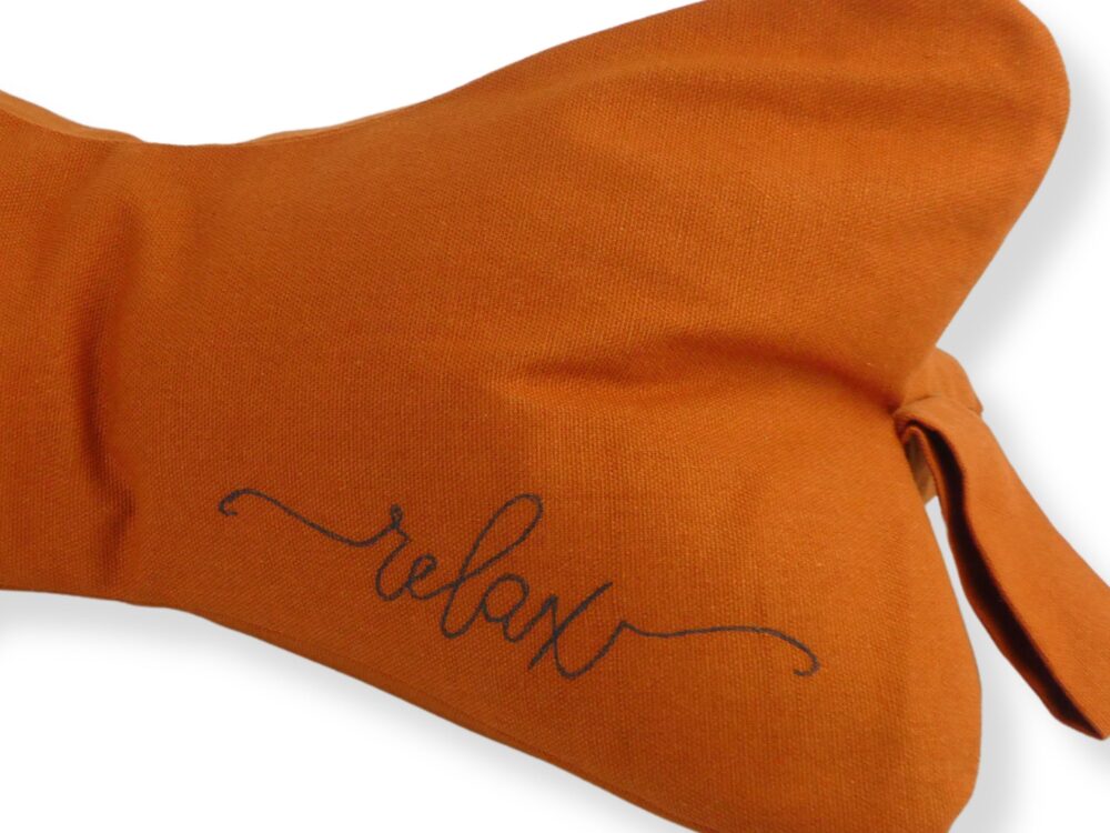 Rust: Natural Filled Neck Support Pillow Embroidered Relax - Image 3