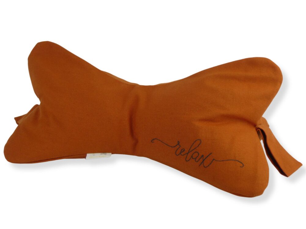 Rust: Natural Filled Neck Support Pillow Embroidered Relax - Image 2